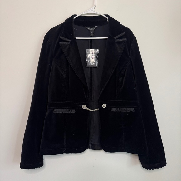 NWT White House Black Market Velvet Single Button Blazer - Black | Size 14 - Picture 1 of 9